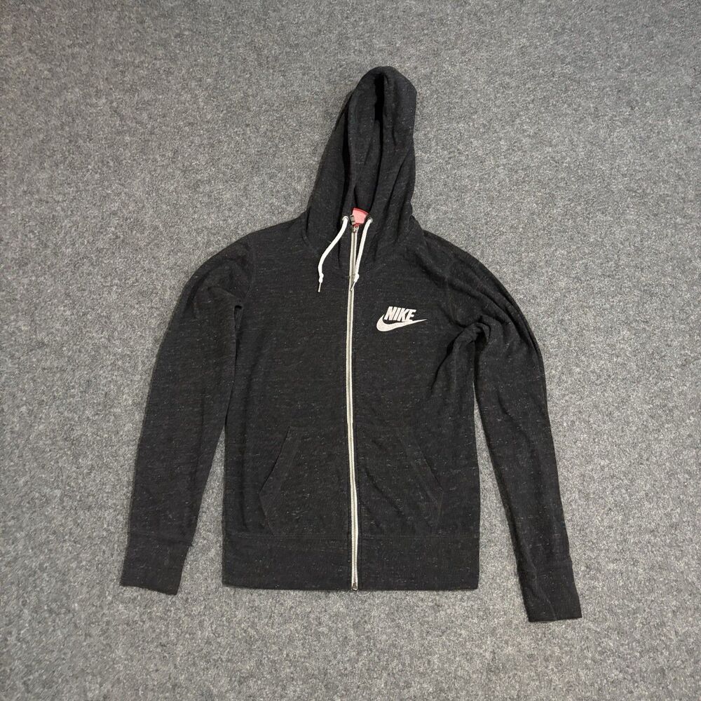 Nike Sportswear Gym Vintage Full Zip Hoodie Size Small Charcoal Gray